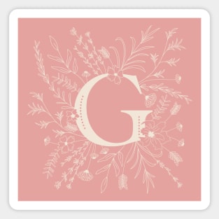 Botanical Letter G (Hibiscus Pink) Magnet